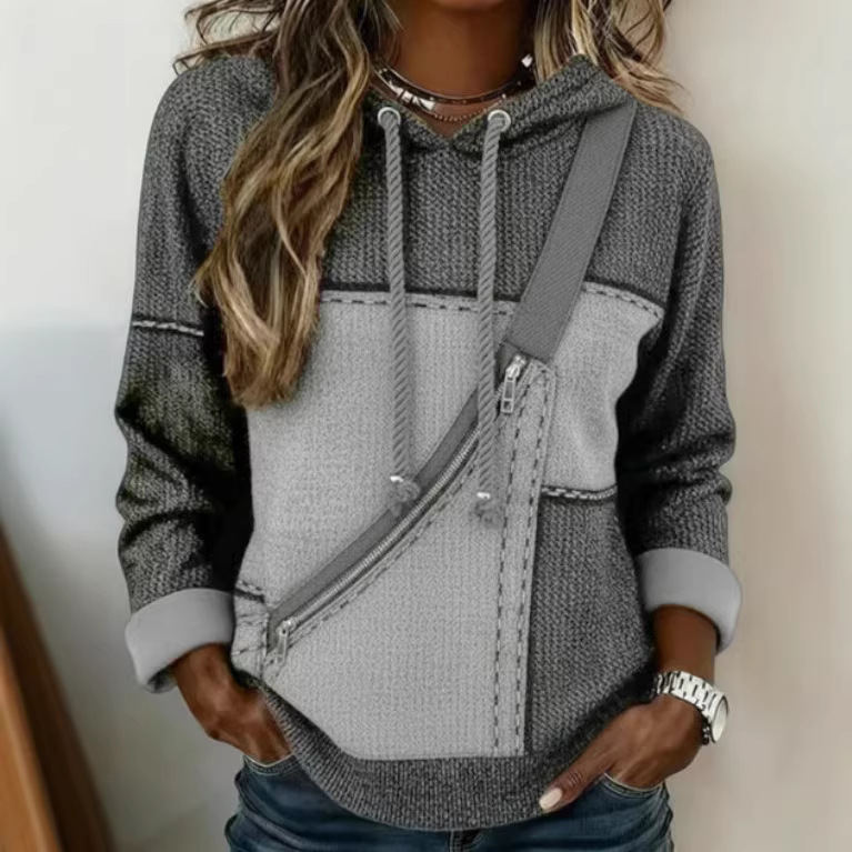 women's 3D zipper print hoodie