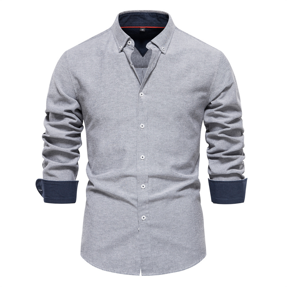 Sensational Men's Oxford Button-Down Shirt | 7 Colors, Contrast Cuff Dress Shirt - Image 9
