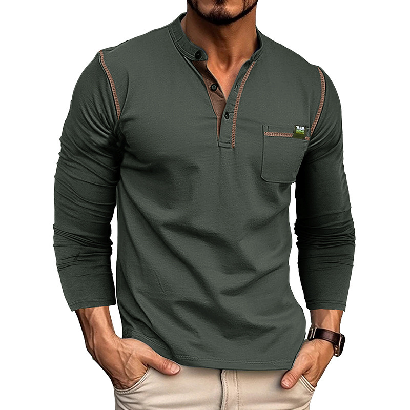 Men's Henley Shirt - 6-Color Comfortable - Image 3
