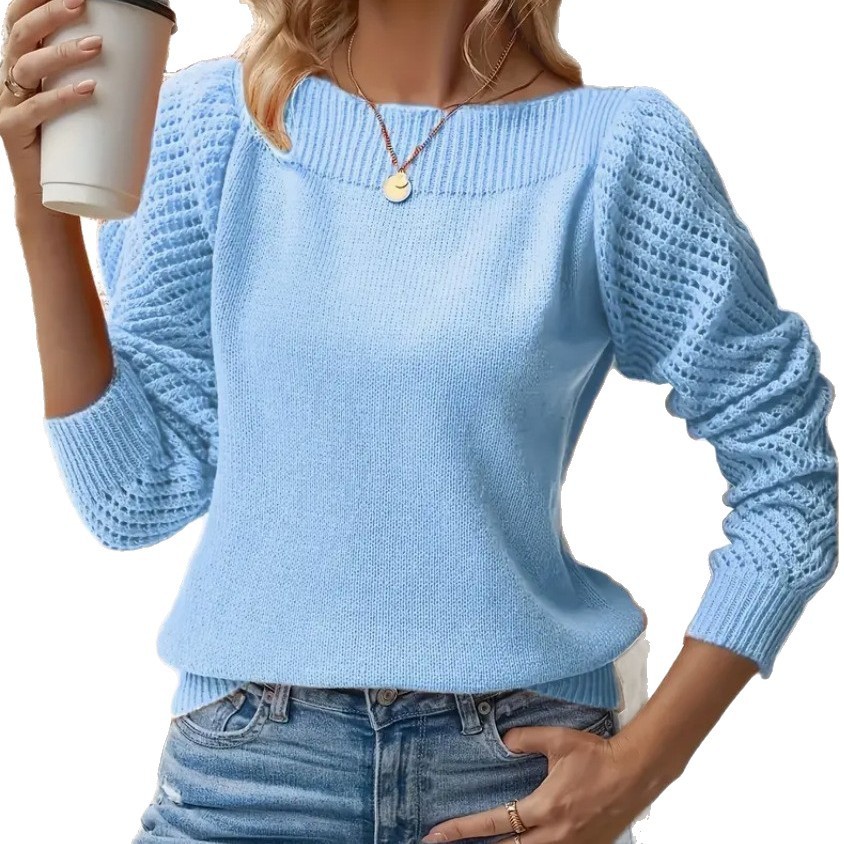 Hollow Sleeve Sweater Women - Trendy Knit 10 Colors - Image 2