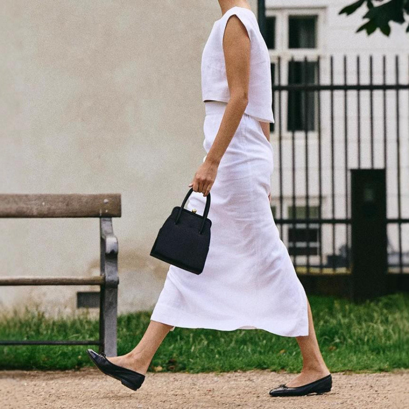 Elegant Linen Two Piece Crop Top & Midi Skirt Set - Image 2